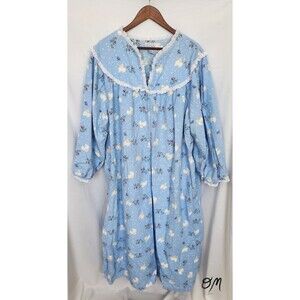 Lanz of Salzburg Flannel Blue Dove Nightgown 3X